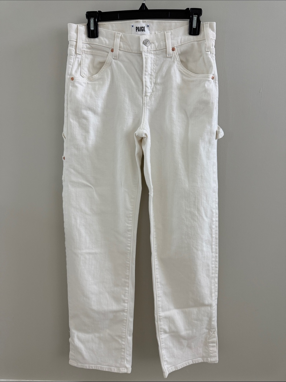PAIGE Women's White Straight-Leg Carpenter Jeans